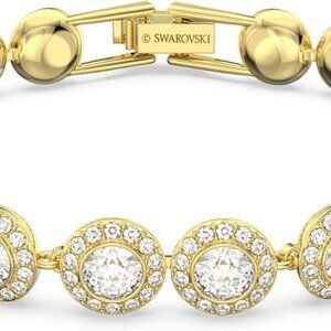 Women's Crystal Tennis Bracelet Gold Tone 6.3-inch Elegant Sparkling Jewelry